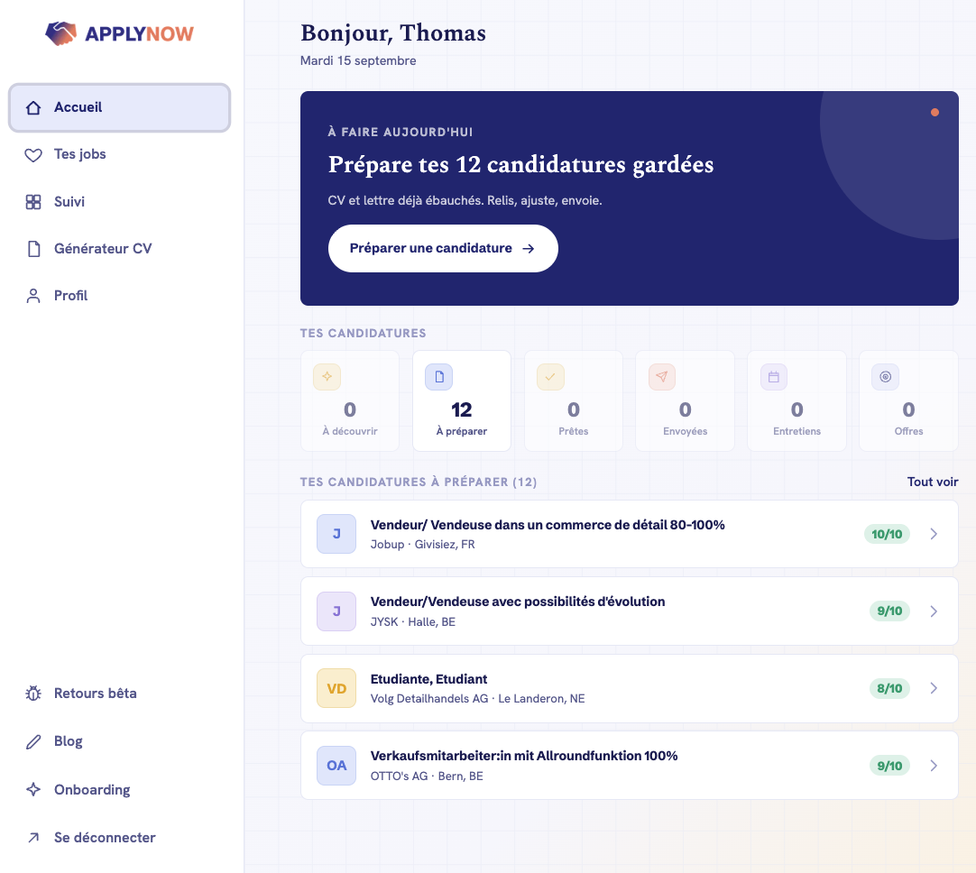 Capture d'écran du site ApplyNow